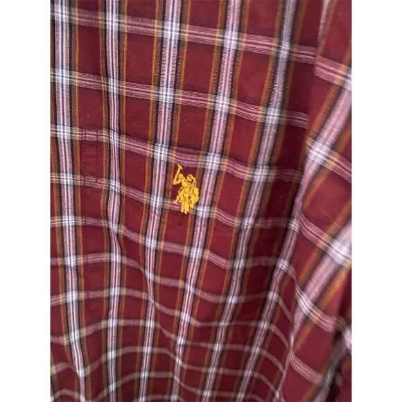 U.S. Polo Assn. Men's 3XL Big & Tall Red Plaid Button-Down Shirt - Picture 2 of 6